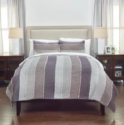 Olivia Grace King Stripe Lite Gray Quilt