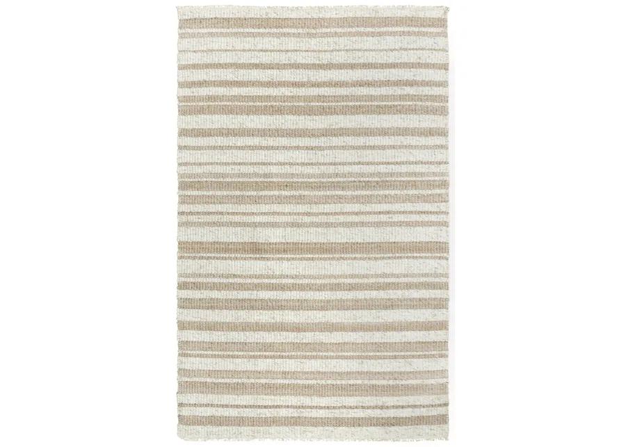 Capri Ivory/Beige Stripe Polyester/Wool Blend 8'6" x 11'6" Rectangle Rug