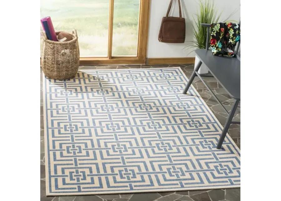 LINDEN 128 Collection LND128N-5 Cream / Blue 5'-3" X 7'-6"