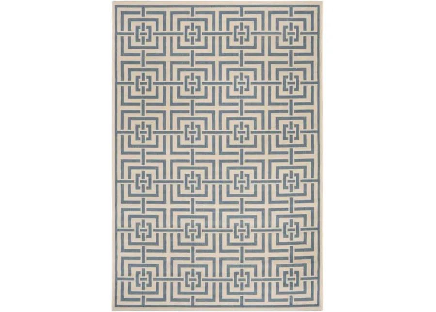 LINDEN 128 Collection LND128N-5 Cream / Blue 5'-3" X 7'-6"