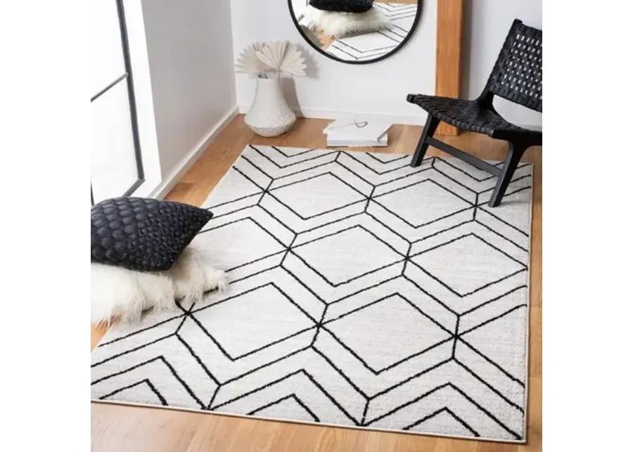 ADIRONDACK Contemporary Ivory / Black 2'-6" X 8' Powerloomed Rug