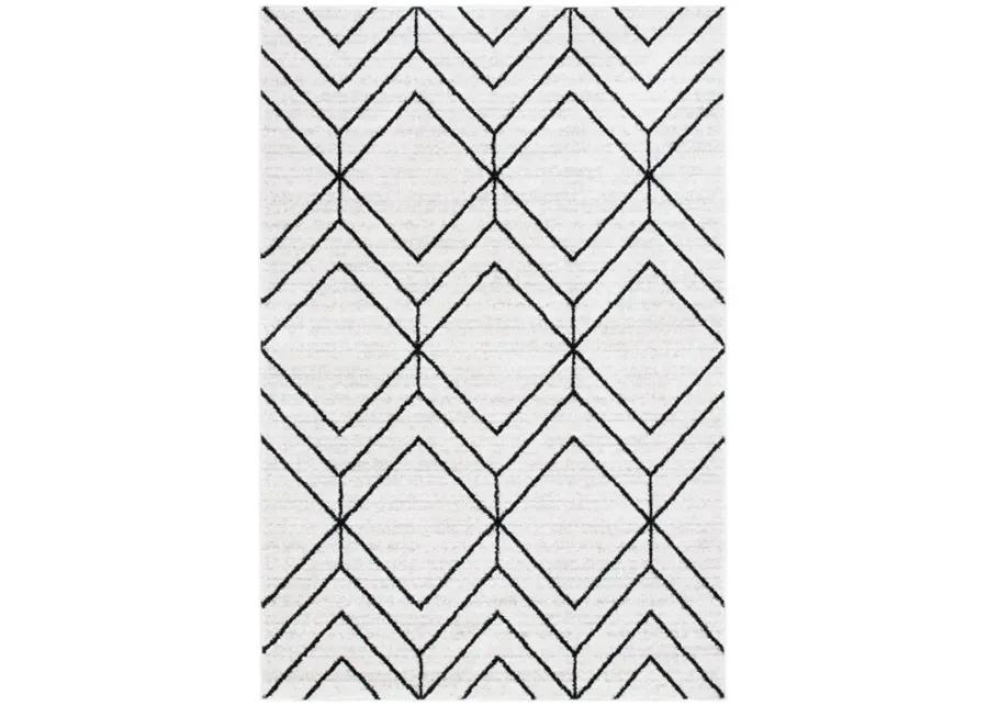 ADIRONDACK Contemporary Ivory / Black 2'-6" X 8' Powerloomed Rug