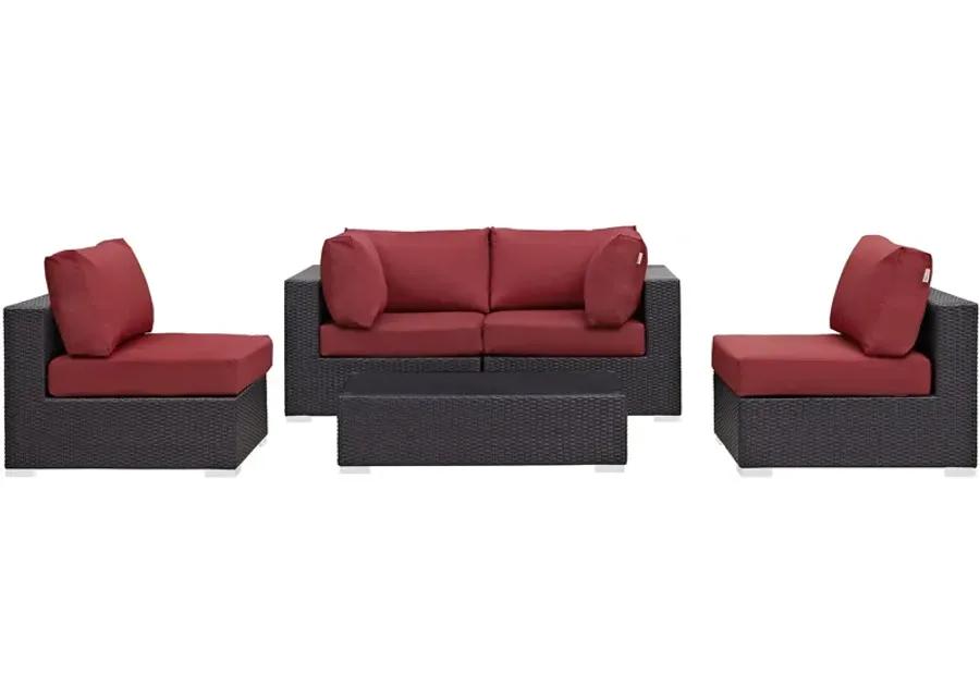 Convene 5 Piece Outdoor Patio Sectional Set