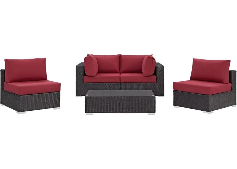 Convene 5 Piece Outdoor Patio Sectional Set