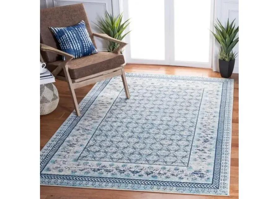 Brentwood 899 Ivory / Aqua 5'-3" X 7'-6" Medium Rectangle Powerloomed Rug