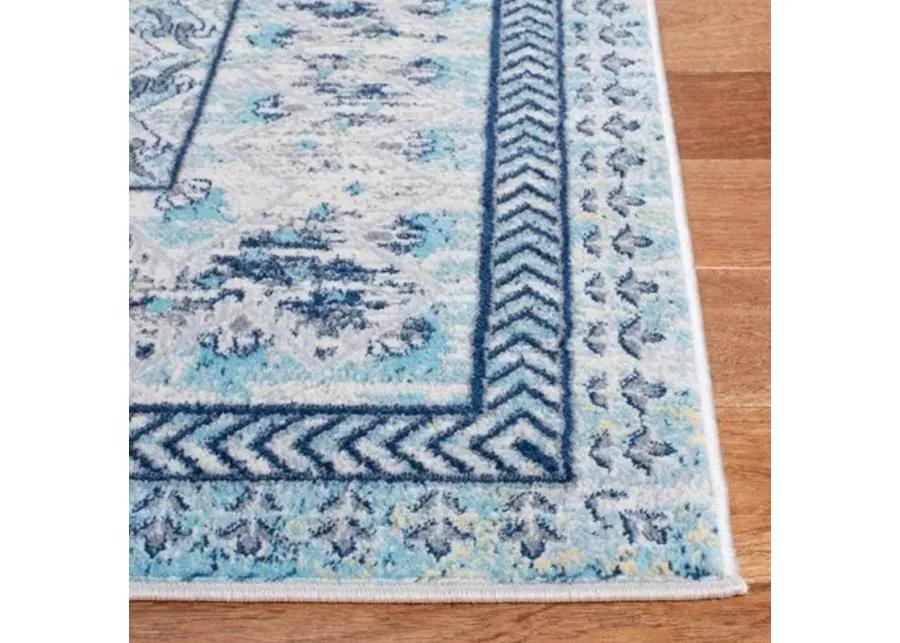 Brentwood 899 Ivory / Aqua 5'-3" X 7'-6" Medium Rectangle Powerloomed Rug