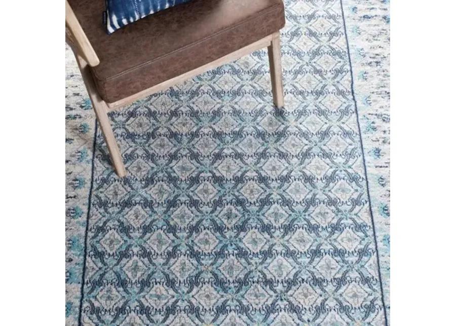 Brentwood 899 Ivory / Aqua 5'-3" X 7'-6" Medium Rectangle Powerloomed Rug