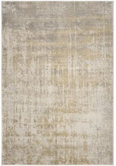 ADIRONDACK Contemporary Creme / Gold 4' X 4' Square Powerloomed Rug