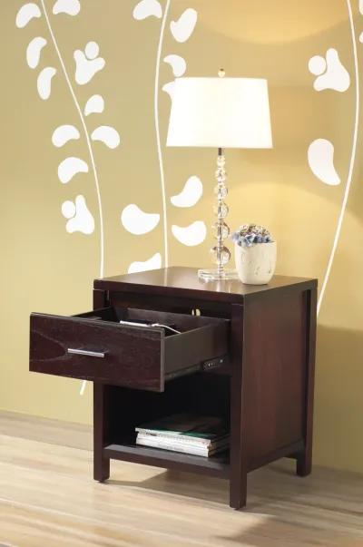 Nevis Charging Station Nightstand in Espresso