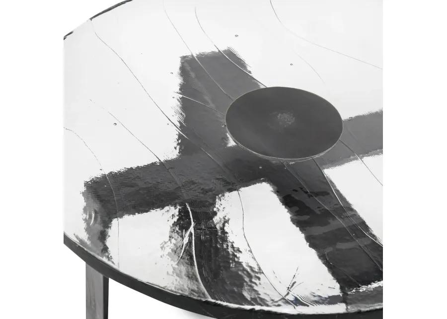 Keith 28" Industrial Glass Black Coffee Table