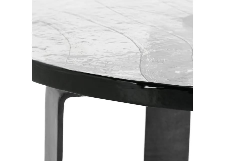 Keith 28" Industrial Glass Black Coffee Table