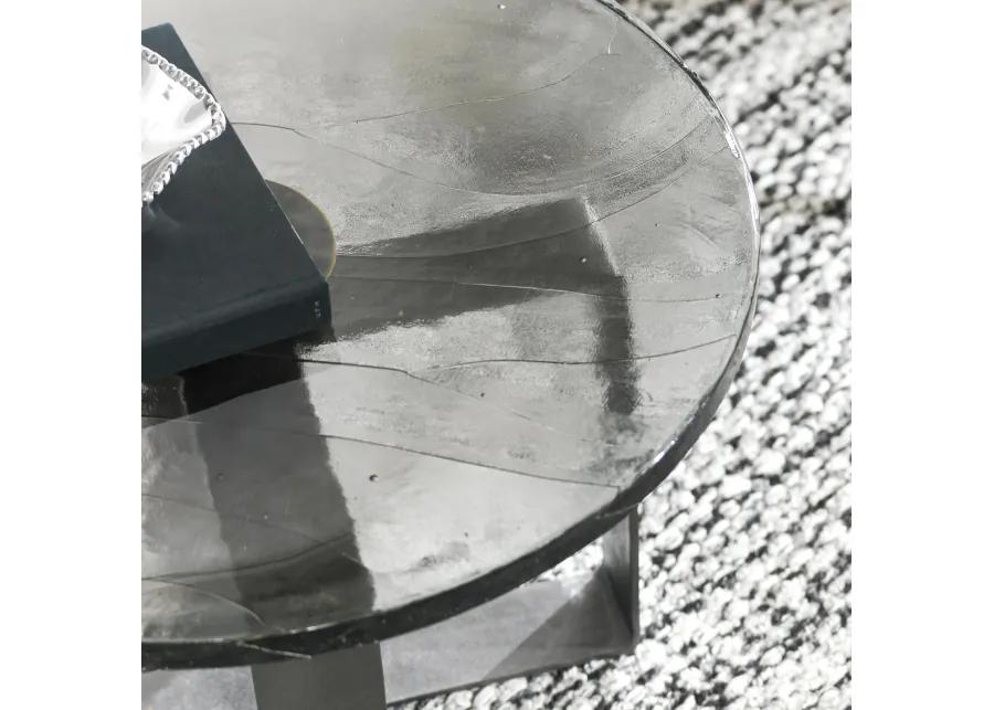 Keith 28" Industrial Glass Black Coffee Table