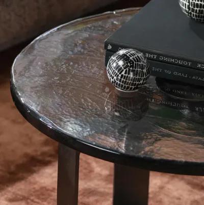 Keith 28" Industrial Glass Black Coffee Table