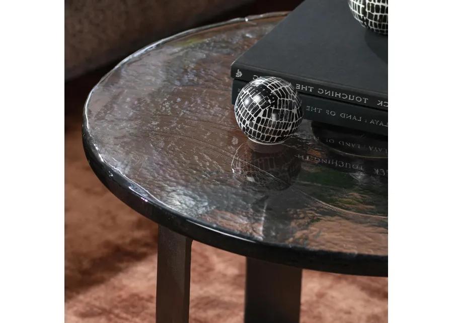 Keith 28" Industrial Glass Black Coffee Table