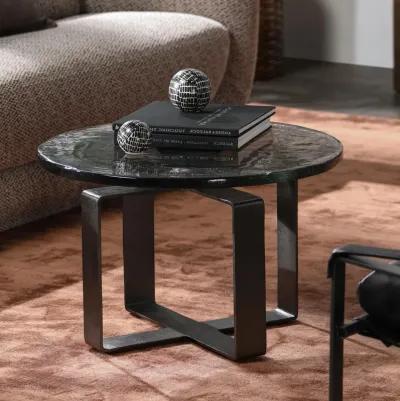 Keith 28" Industrial Glass Black Coffee Table