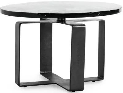 Keith 28" Industrial Glass Black Coffee Table