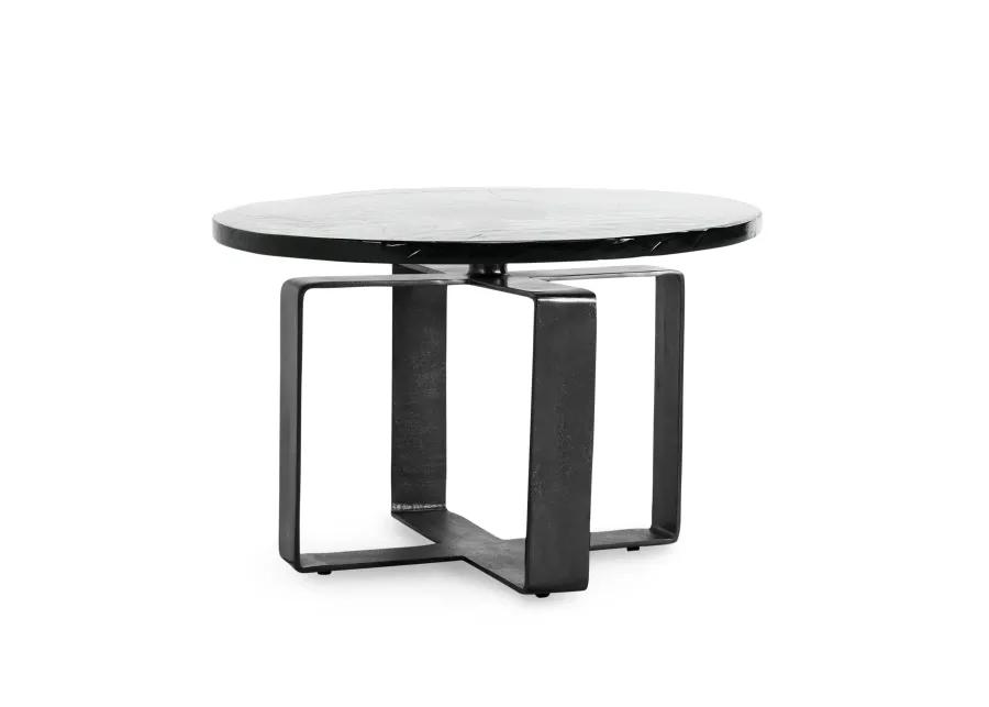 Keith 28" Industrial Glass Black Coffee Table