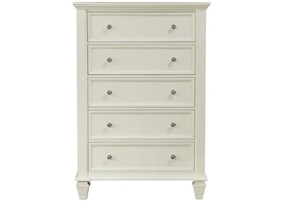 Sandy Beach 5-drawer Rectangular Chest Cream White