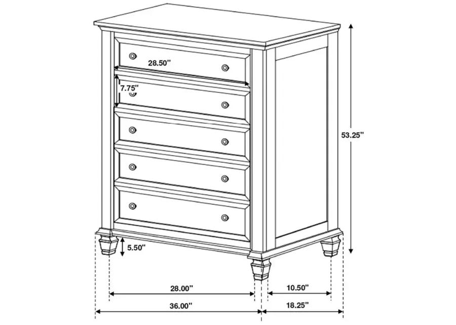 Sandy Beach 5-drawer Rectangular Chest Cream White