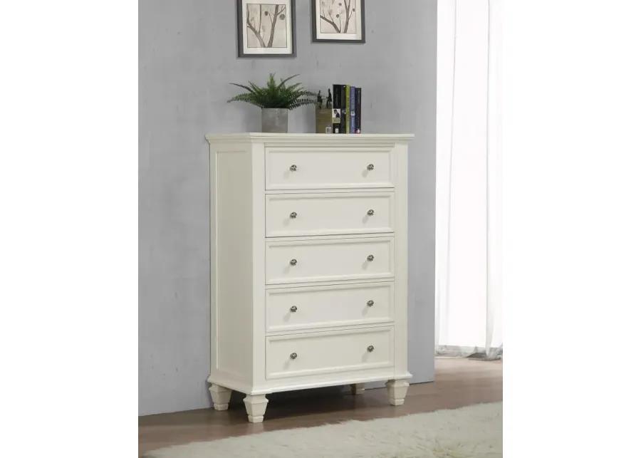 Sandy Beach 5-drawer Rectangular Chest Cream White