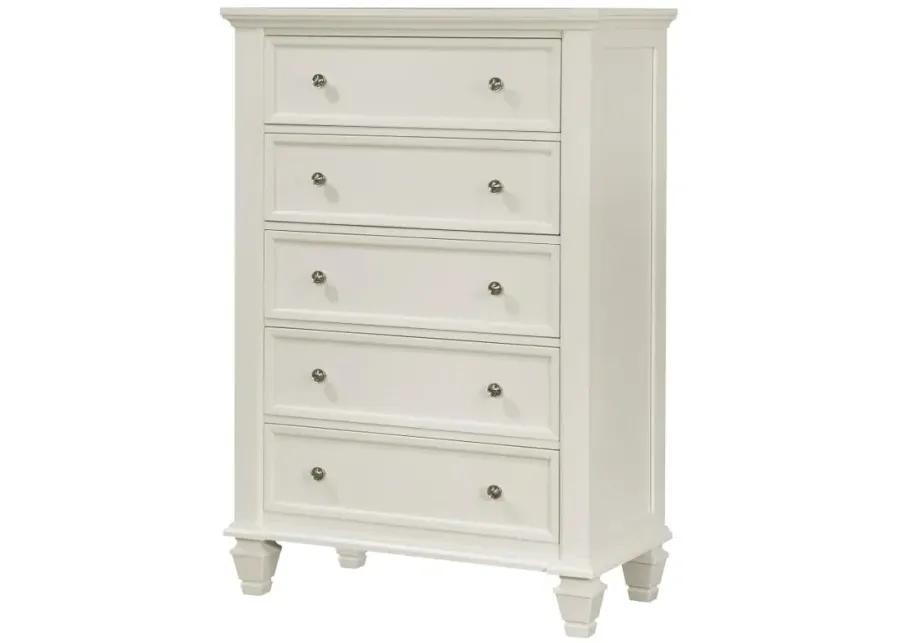 Sandy Beach 5-drawer Rectangular Chest Cream White