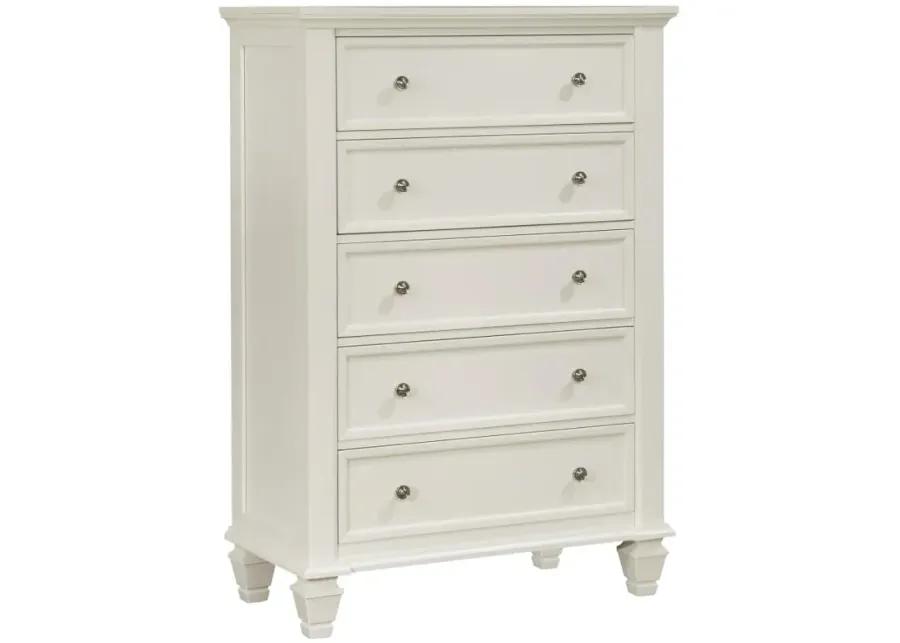 Sandy Beach 5-drawer Rectangular Chest Cream White