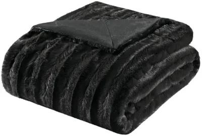 Madison Park Duke Black Long Fur Throw