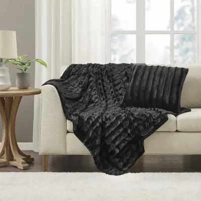 Madison Park Duke Black Long Fur Throw