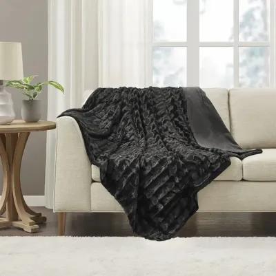 Madison Park Duke Black Long Fur Throw