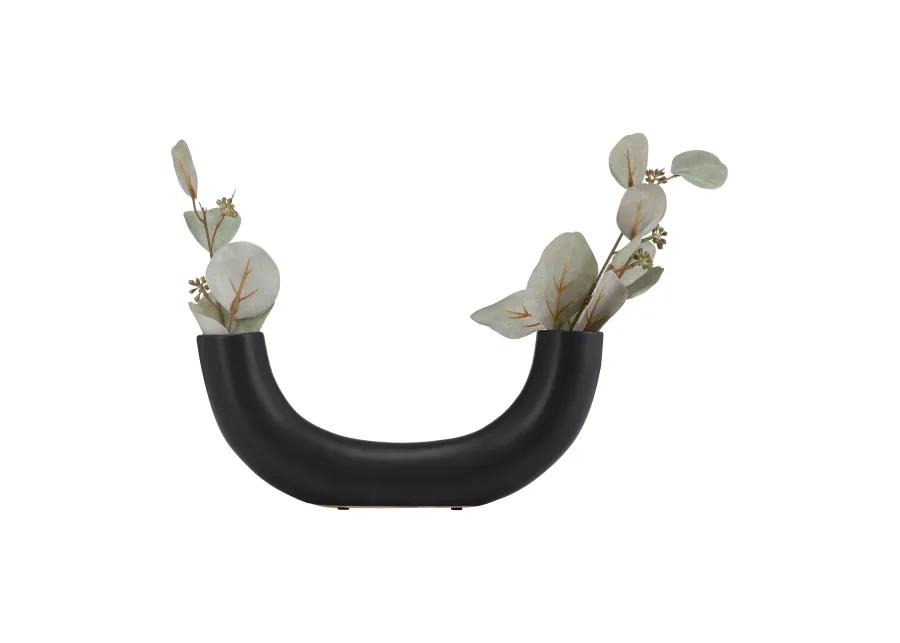 Cer, 12"l Half Circle Vase, Black