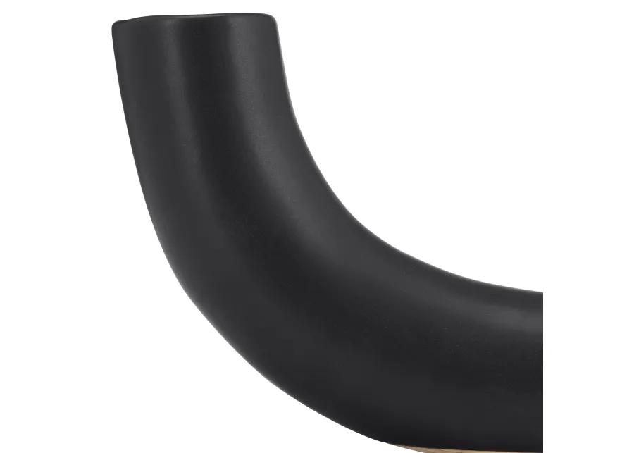 Cer, 12"l Half Circle Vase, Black