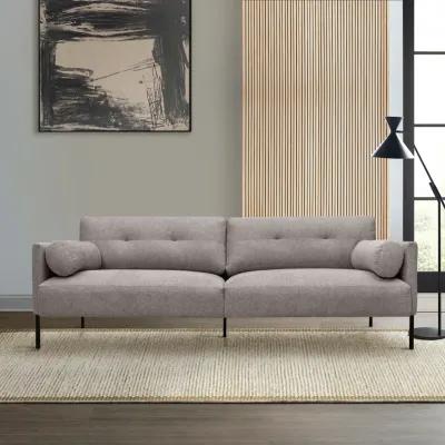 Michalina 84" Gray Fabric Sofa with Black Metal Legs