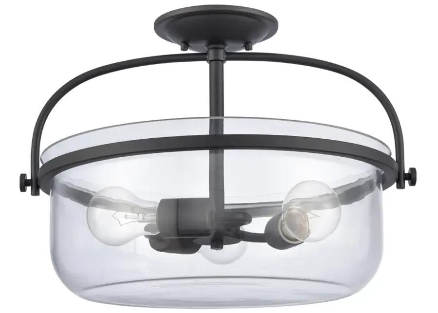 Wentworth 17'' Wide 3-Light Semi Flush Mount - Matte Black