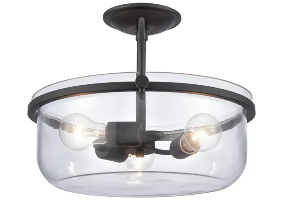 Wentworth 17'' Wide 3-Light Semi Flush Mount - Matte Black