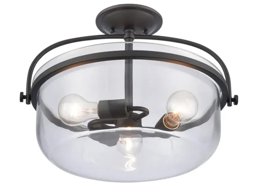 Wentworth 17'' Wide 3-Light Semi Flush Mount - Matte Black