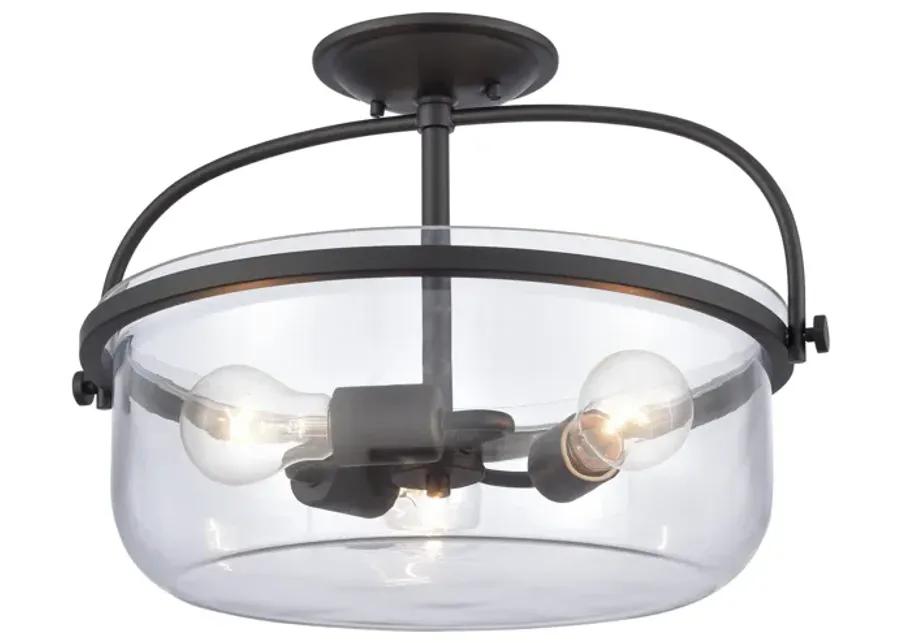 Wentworth 17'' Wide 3-Light Semi Flush Mount - Matte Black