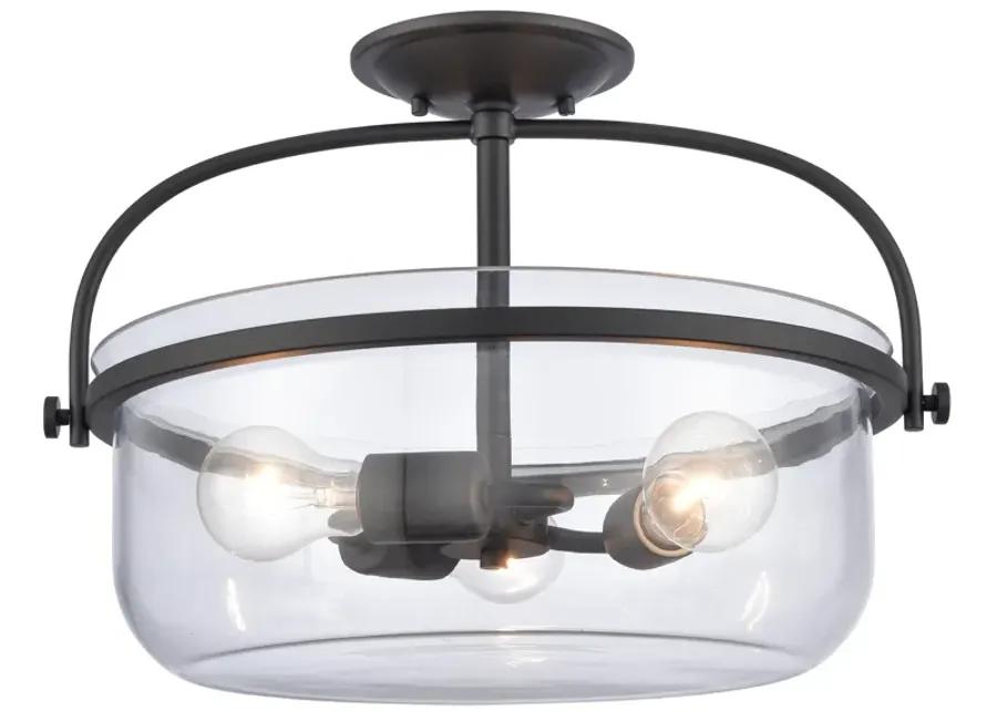 Wentworth 17'' Wide 3-Light Semi Flush Mount - Matte Black