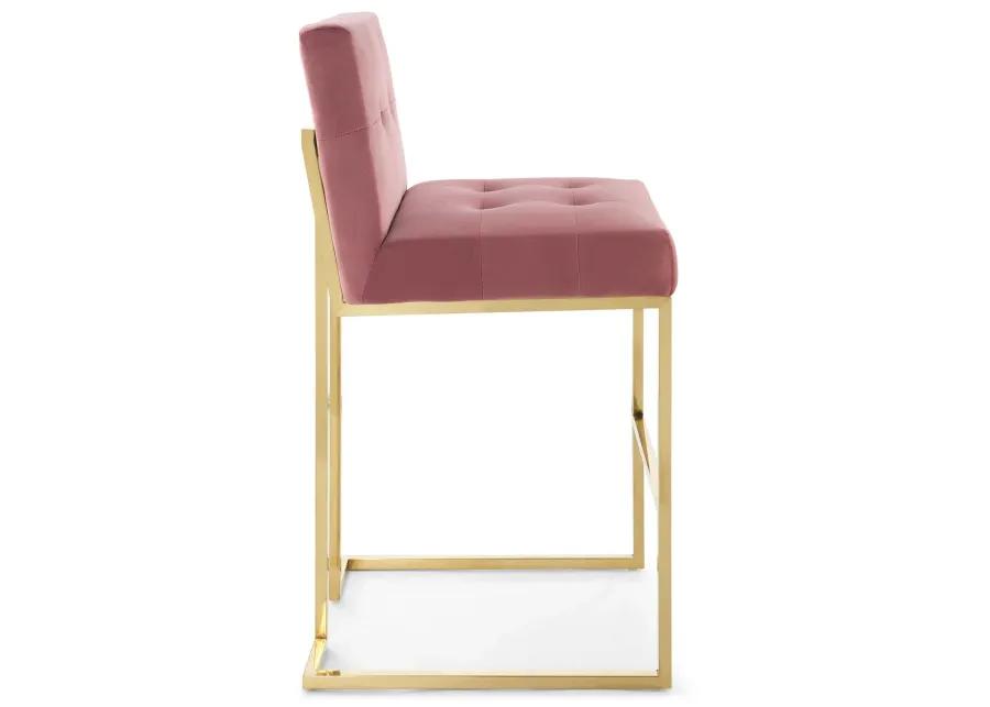 Privy Gold Stainless Steel Performance Velvet Bar Stool