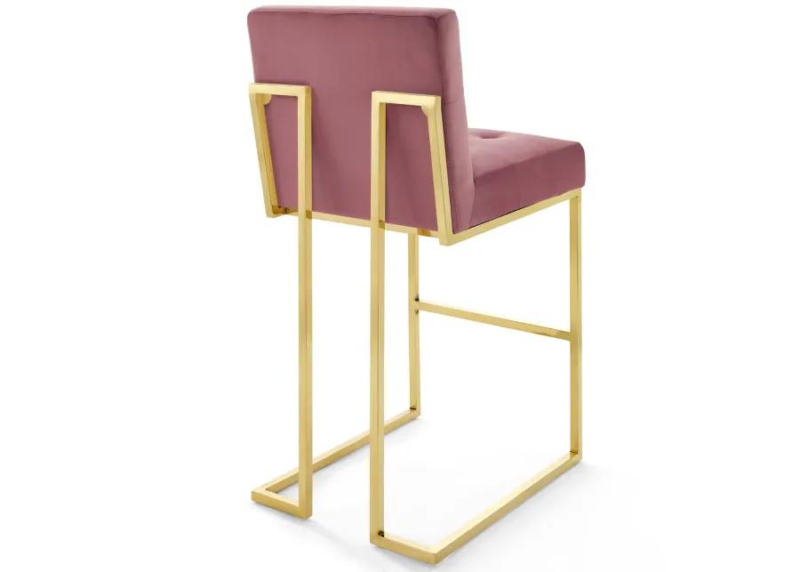 Privy Gold Stainless Steel Performance Velvet Bar Stool