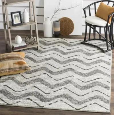 Adirondack Contemporary Silver / Charcoal 6' X 9' Powerloomed Rug