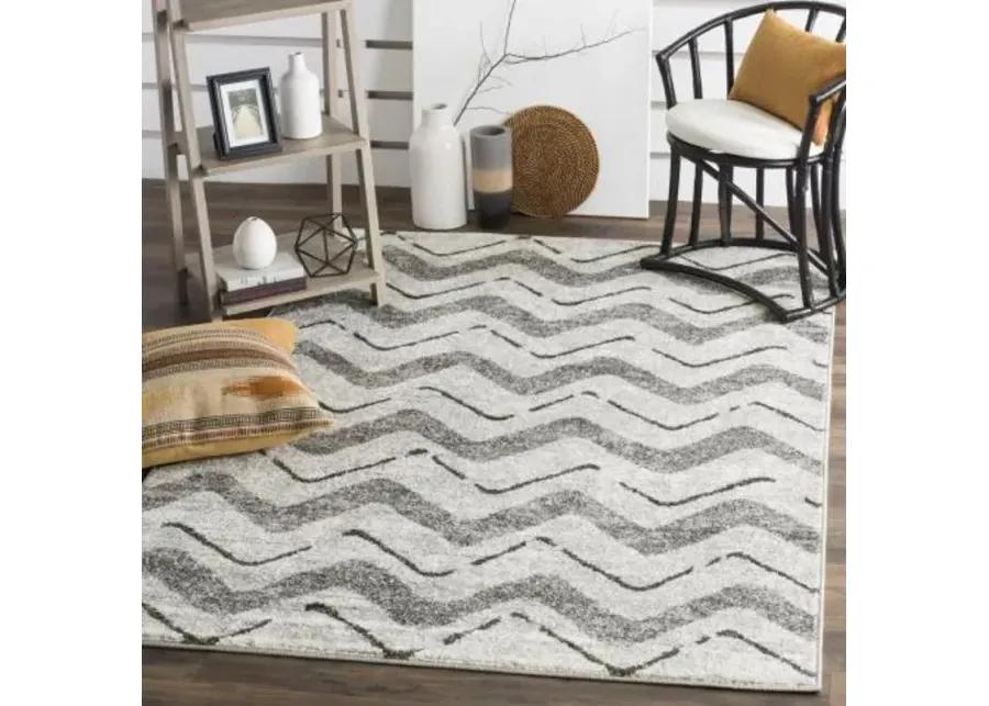 Adirondack Contemporary Silver / Charcoal 6' X 9' Powerloomed Rug