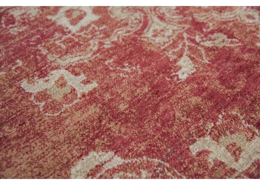 Gossamer Red Medallion Distress 100% New Zealand Wool 5' x 8' Rectangle Rug