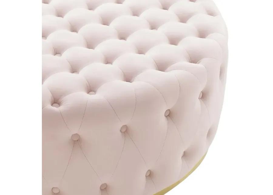 Ensconce Tufted Performance Velvet Round Ottoman