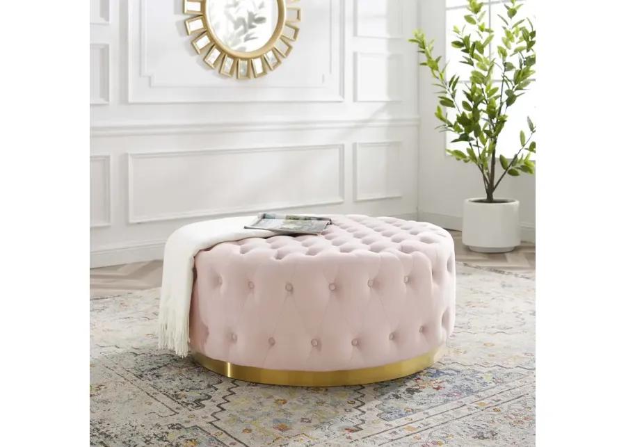 Ensconce Tufted Performance Velvet Round Ottoman