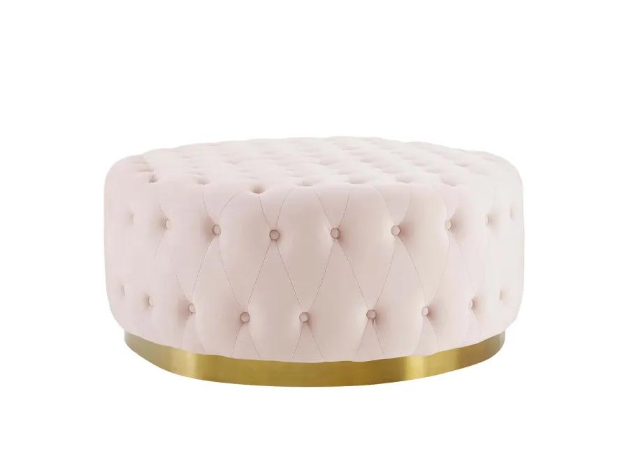 Ensconce Tufted Performance Velvet Round Ottoman