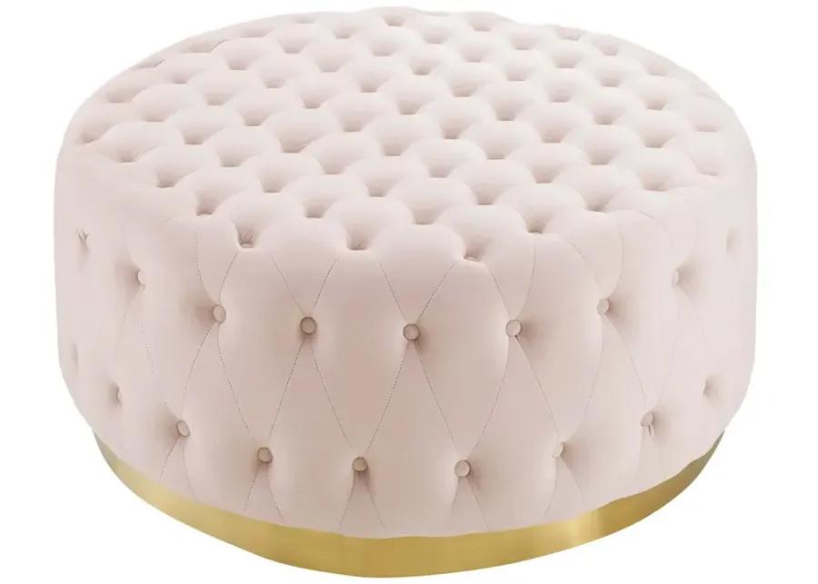 Ensconce Tufted Performance Velvet Round Ottoman