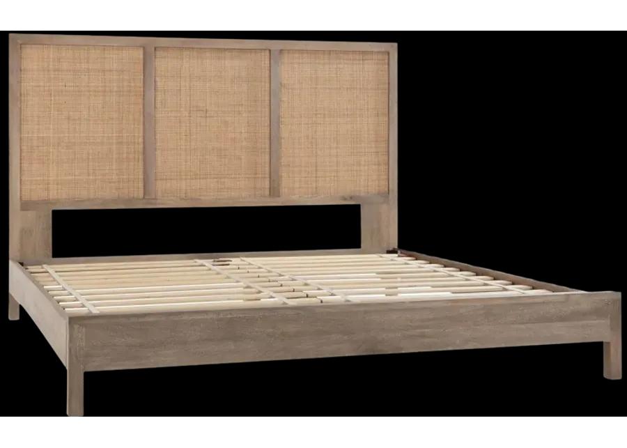 Jensen Mango Wood Queen Bed in Taupe