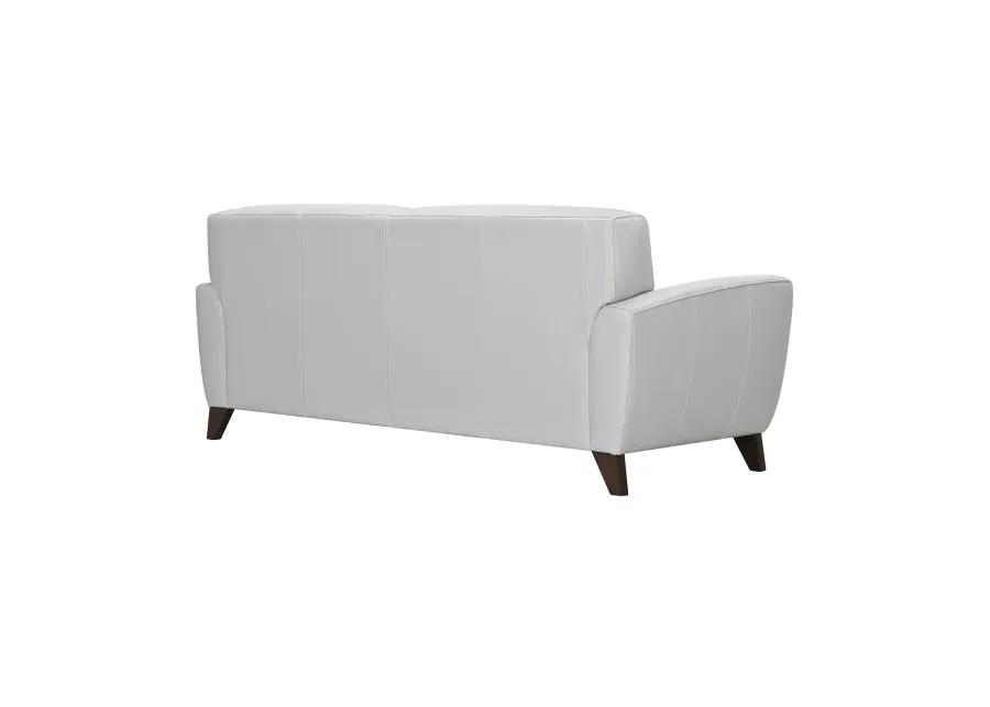 Jedd Contemporary Sofa in Genuine Dove Gray Leather with Brown Wood Legs