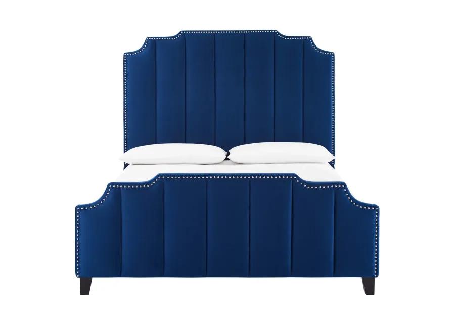 Lucille Queen Performance Velvet Platform Bed