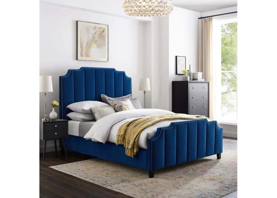 Lucille Queen Performance Velvet Platform Bed